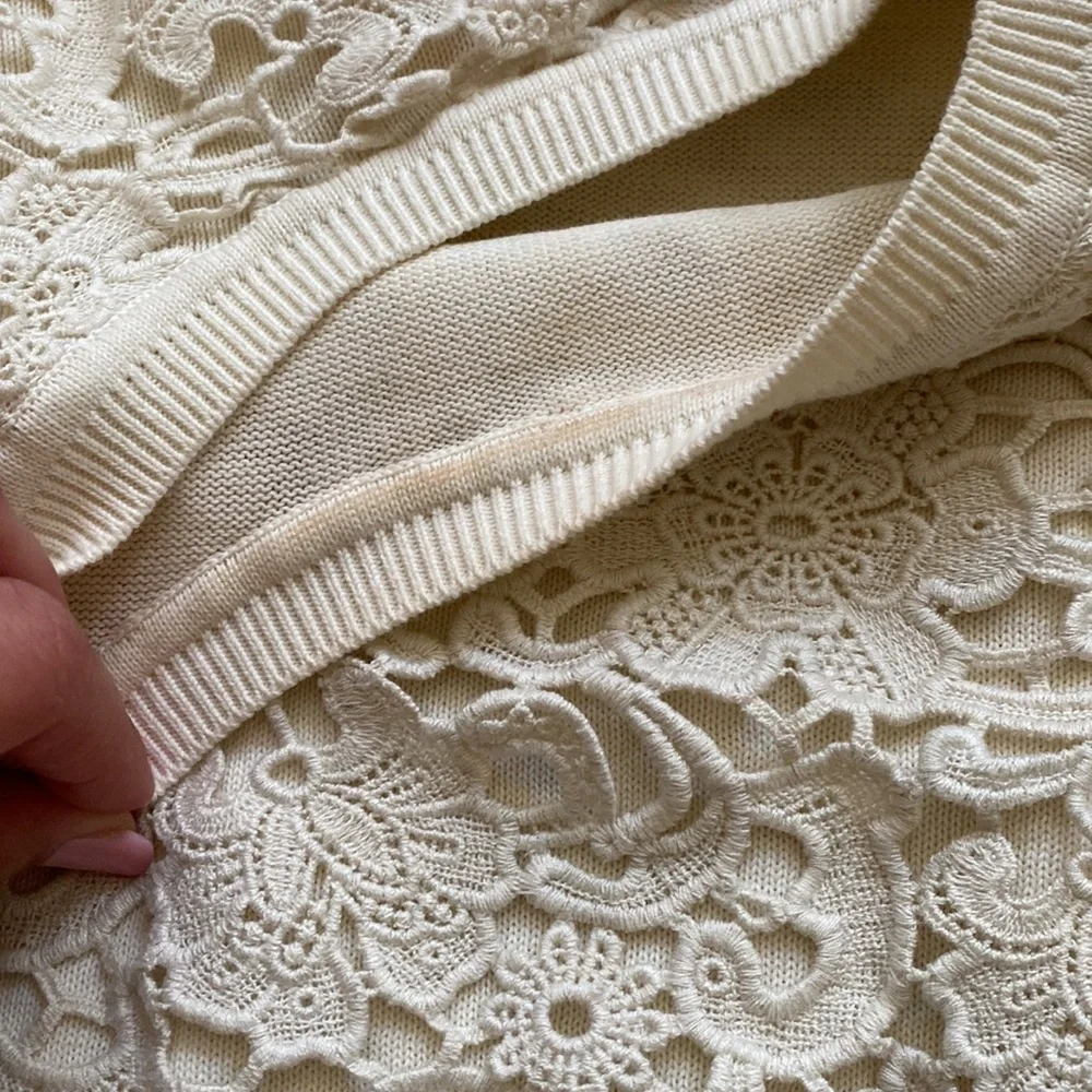 Tory Burch Cream Lace Knit Sweater